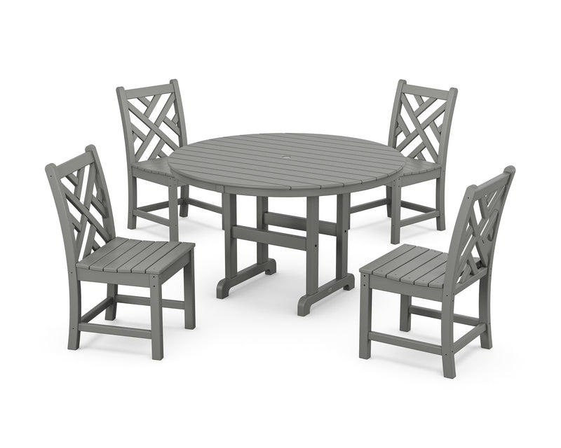 Picture of Chippendale 5 Piece Round Farmhouse Side Chair Dining Set