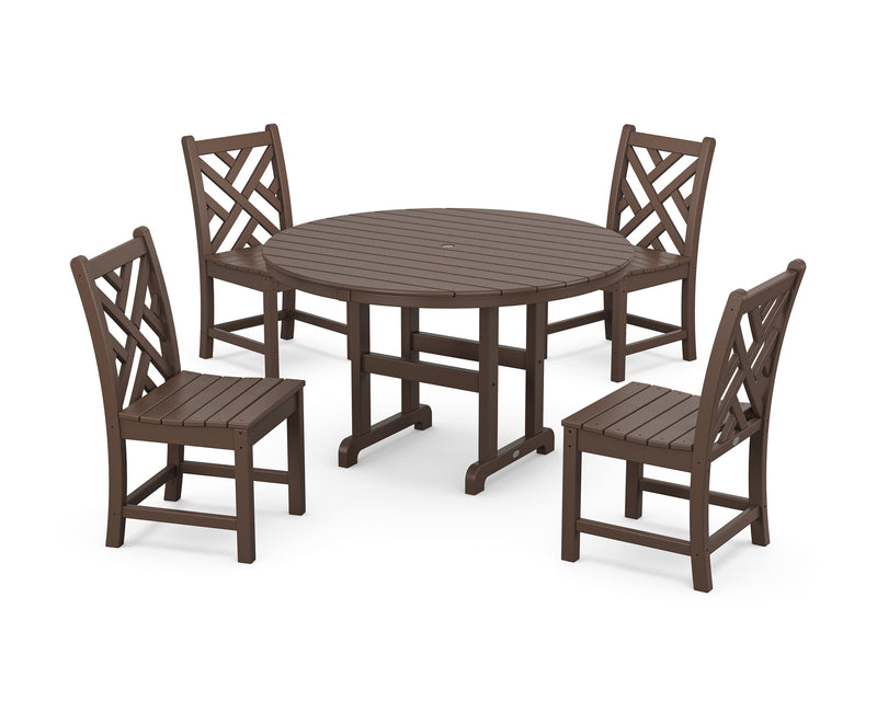 Picture of Chippendale 5 Piece Round Farmhouse Side Chair Dining Set