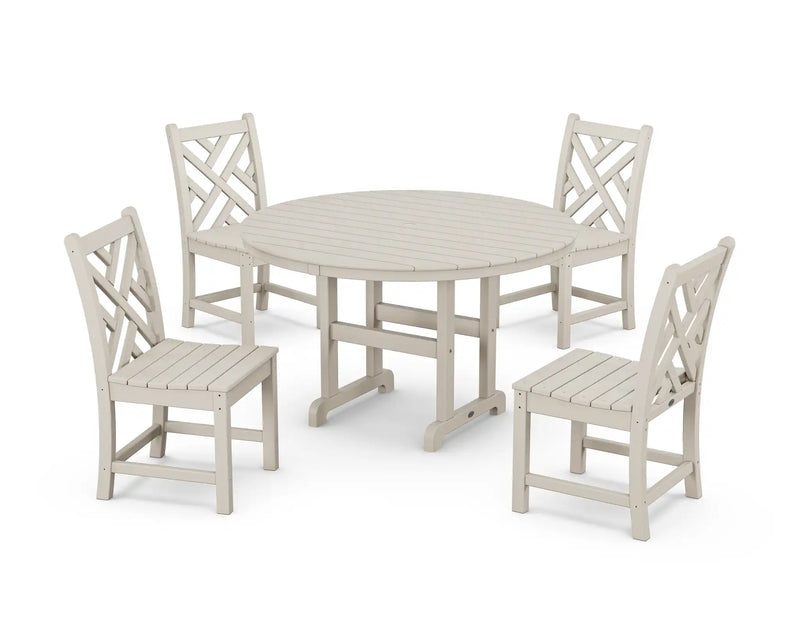 Picture of Chippendale 5 Piece Round Farmhouse Side Chair Dining Set