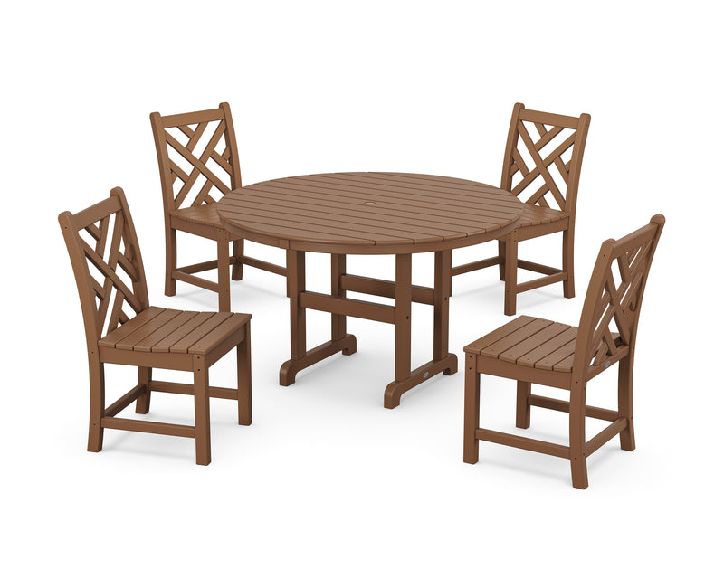 Picture of Chippendale 5 Piece Round Farmhouse Side Chair Dining Set