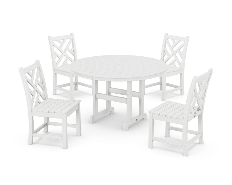 Picture of Chippendale 5 Piece Round Farmhouse Side Chair Dining Set