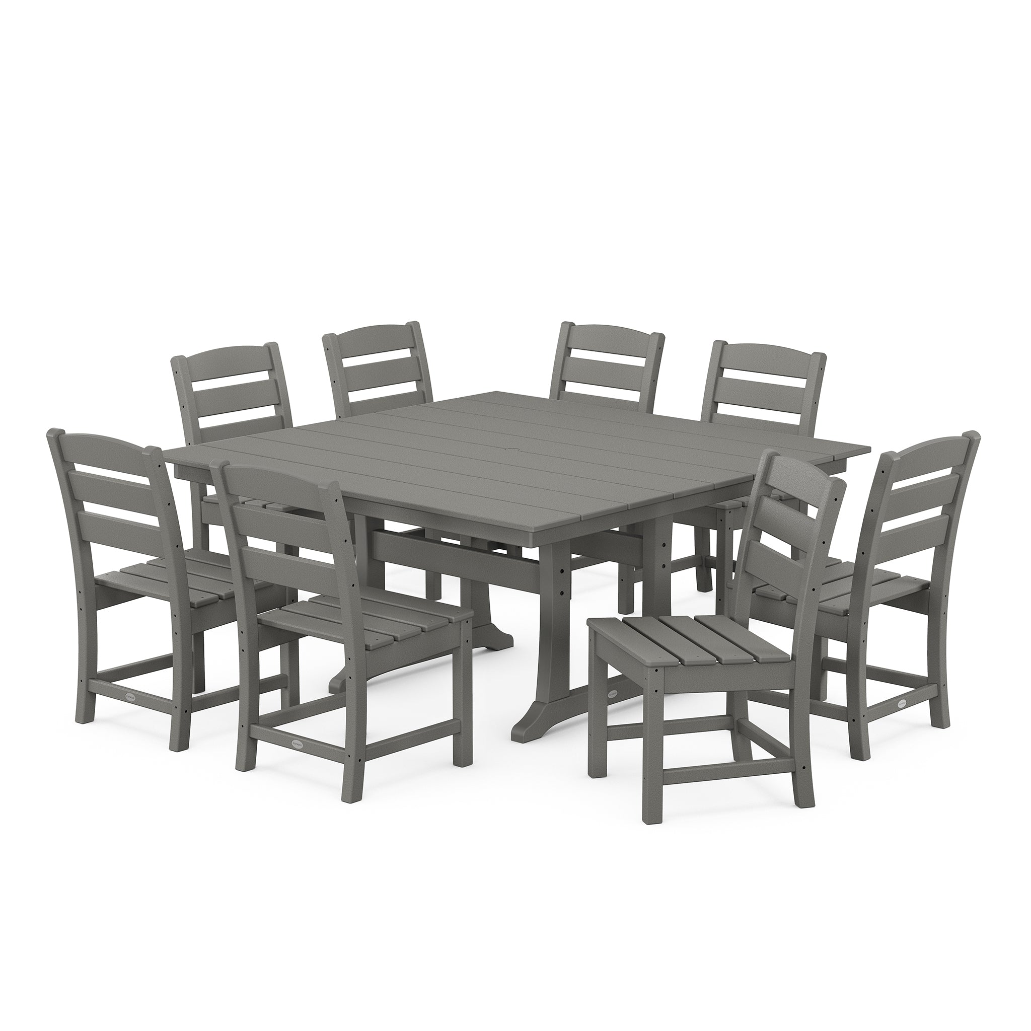 Lakeside Slate Grey 9 Piece Farmhouse Dining Set — The Great Escape