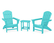 Nautical 3 Piece Adirondack Set W/ 18" South Beach Side Table - The Great Escape