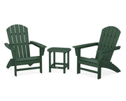 Nautical 3 Piece Adirondack Set W/ 18" South Beach Side Table - The Great Escape