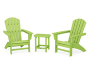 Nautical 3 Piece Adirondack Set W/ 18" South Beach Side Table - The Great Escape