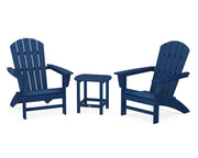 Nautical 3 Piece Adirondack Set W/ 18" South Beach Side Table - The Great Escape