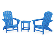 Nautical 3 Piece Adirondack Set W/ 18" South Beach Side Table - The Great Escape