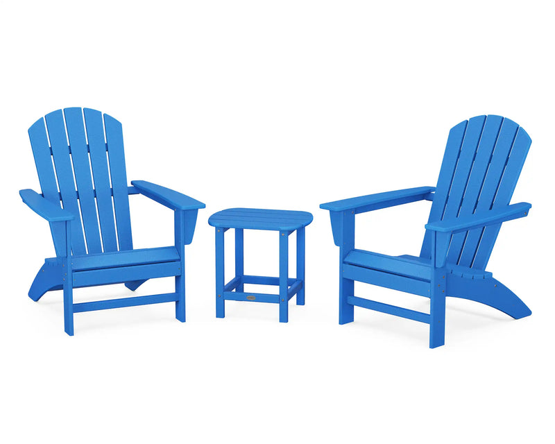 Nautical 3 Piece Adirondack Set W/ 18" South Beach Side Table - The Great Escape