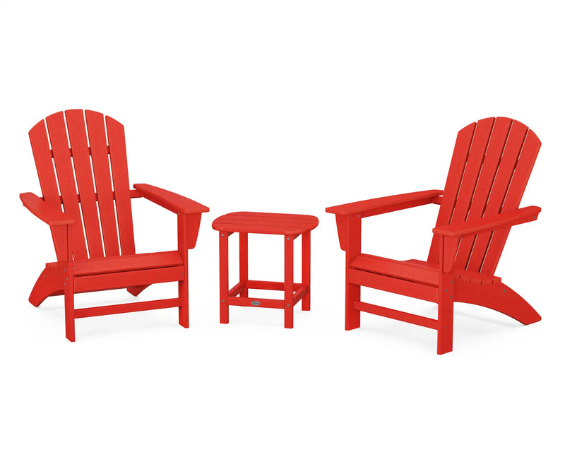 Nautical 3 Piece Adirondack Set W/ 18" South Beach Side Table - The Great Escape