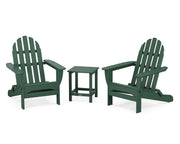 Classic 3 Piece Folding Adirondack Set W/ 18" Long Island Side Table - The Great Escape