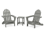 Classic 3 Piece Folding Adirondack Set W/ 18" Long Island Side Table - The Great Escape