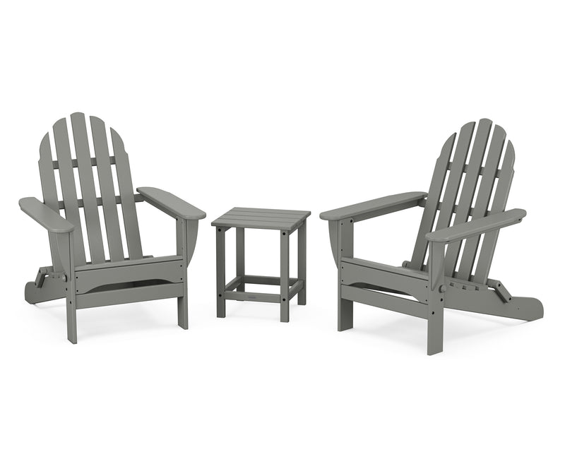 Classic 3 Piece Folding Adirondack Set W/ 18" Long Island Side Table - The Great Escape