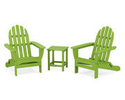 Classic 3 Piece Folding Adirondack Set W/ 18" Long Island Side Table - The Great Escape