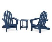 Classic 3 Piece Folding Adirondack Set W/ 18" Long Island Side Table - The Great Escape