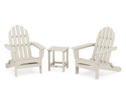 Classic 3 Piece Folding Adirondack Set W/ 18" Long Island Side Table - The Great Escape