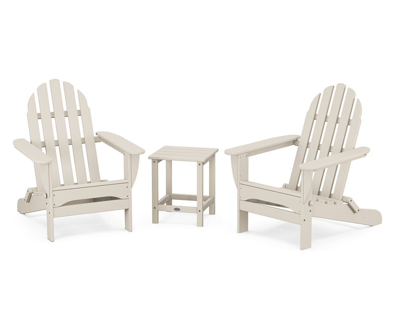 Classic 3 Piece Folding Adirondack Set W/ 18" Long Island Side Table - The Great Escape