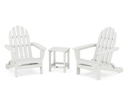 Classic 3 Piece Folding Adirondack Set W/ 18" Long Island Side Table - The Great Escape