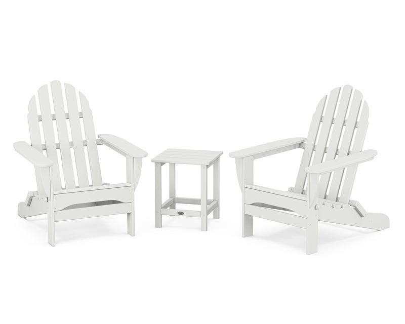 Classic 3 Piece Folding Adirondack Set W/ 18" Long Island Side Table - The Great Escape