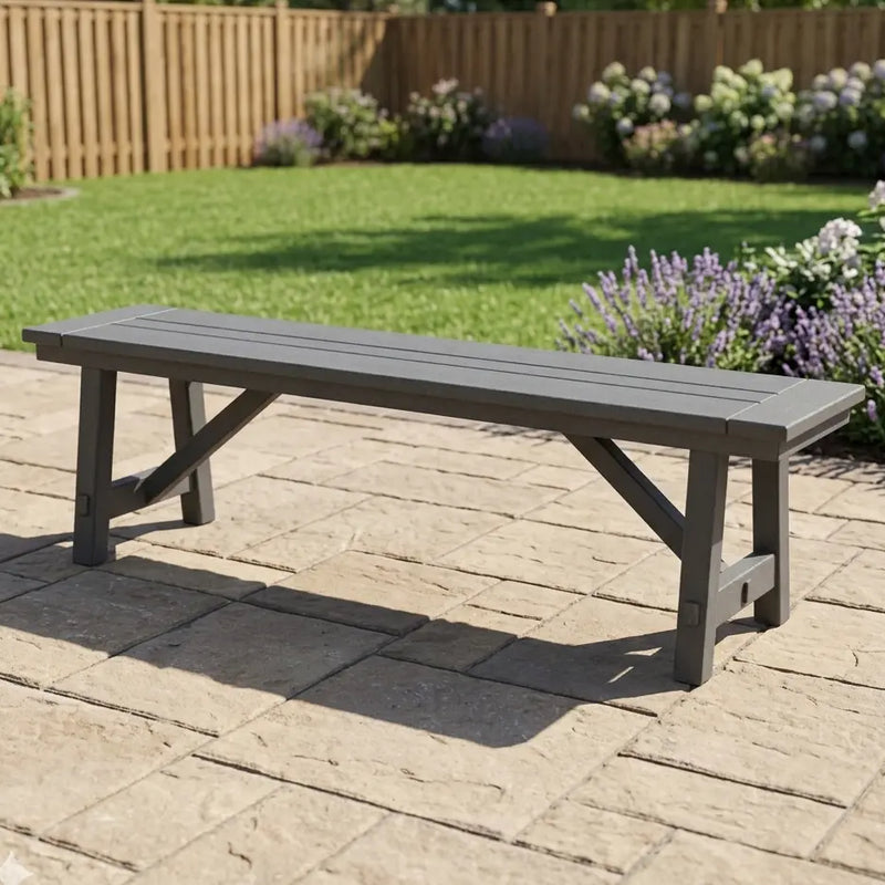 60 Grey Farmhouse Backless Bench - The Great Escape