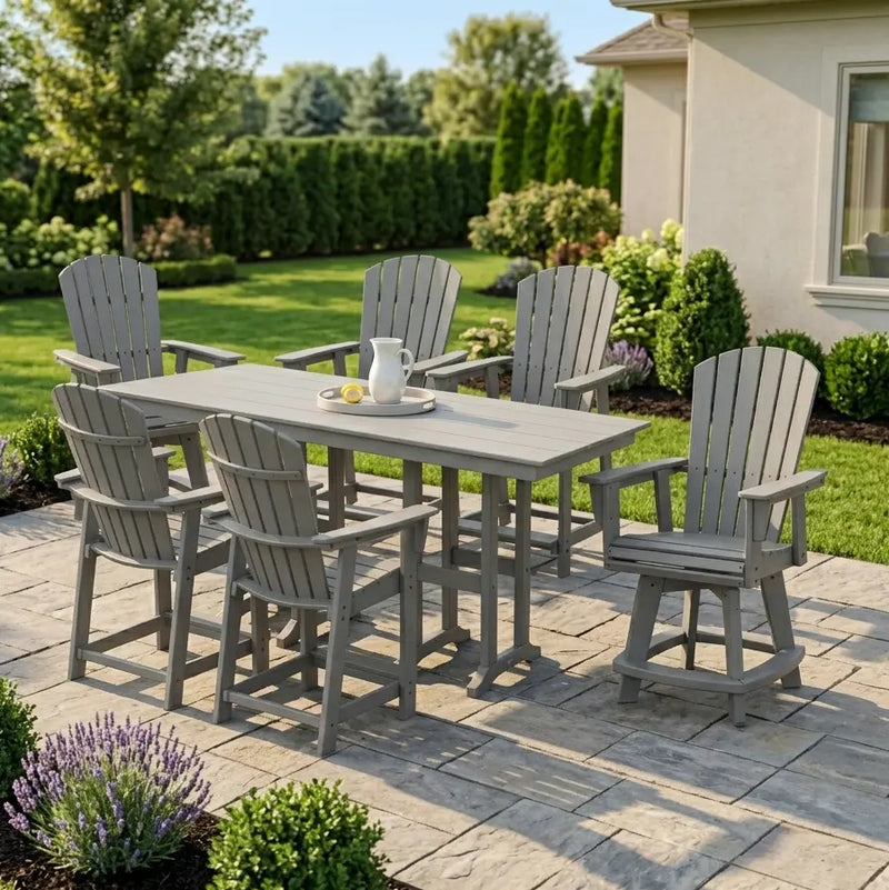 Picture of the Nautical Curveback 7 Piece Counter Height Dining Group in Slate Grey