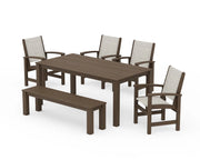 Coastal Sling 6 Piece Dining Set W/ Bench Kona Select - The Great Escape
