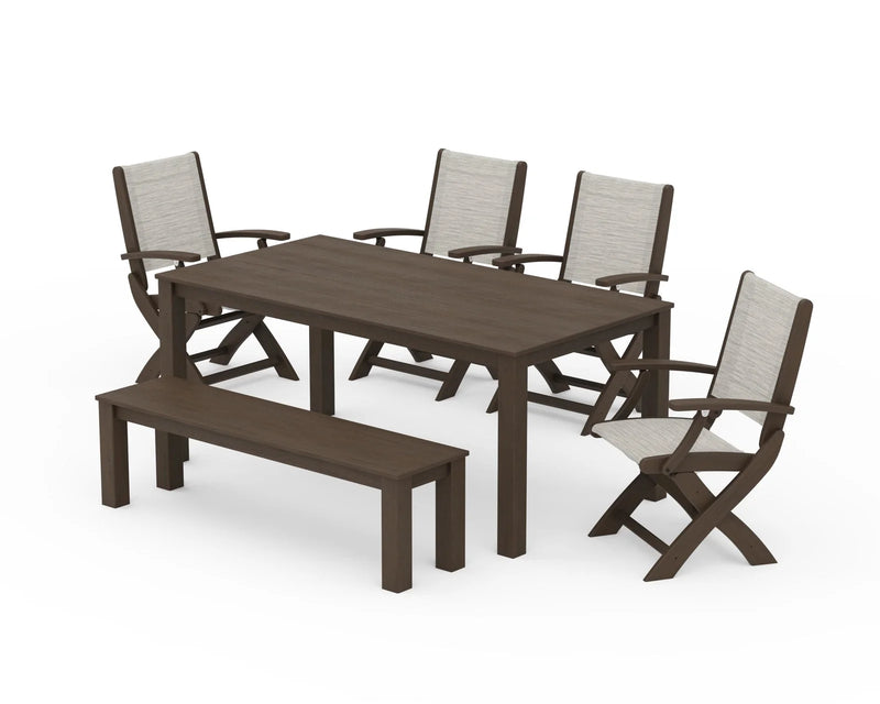 Coastal Sling 6 Piece Dining Set W/ Bench Kona Select - The Great Escape