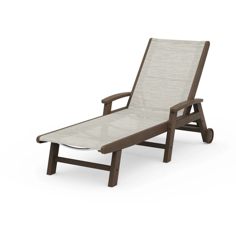 Coastal Sling Chaise Lounge W/ Arms & Wheels - The Great Escape