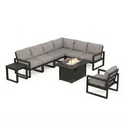 Edge 9 Piece Modular Seating Firepit Chat Set - The Great Escape