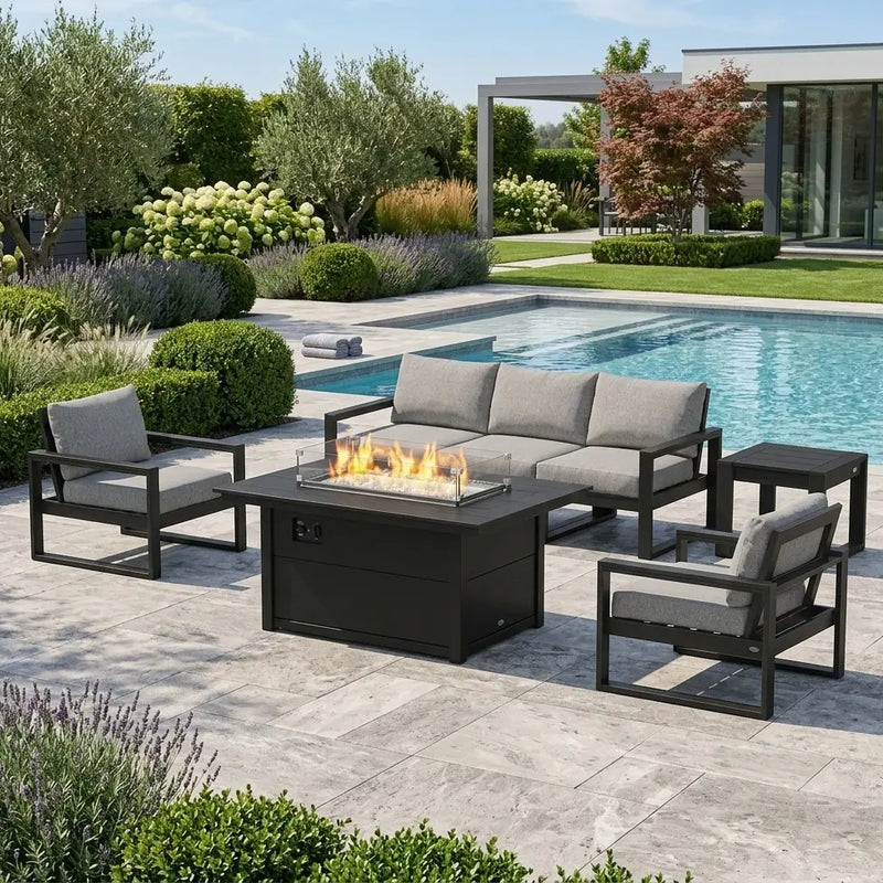 Edge 7 Piece Sofa Firepit Chat Set - The Great Escape