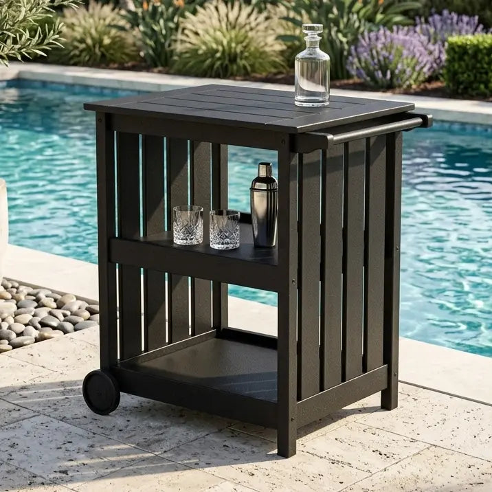 25"x34" Vineyard Bar Cart Black - The Great Escape