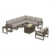 Edge 9 Piece Modular Seating Firepit Chat Set - The Great Escape