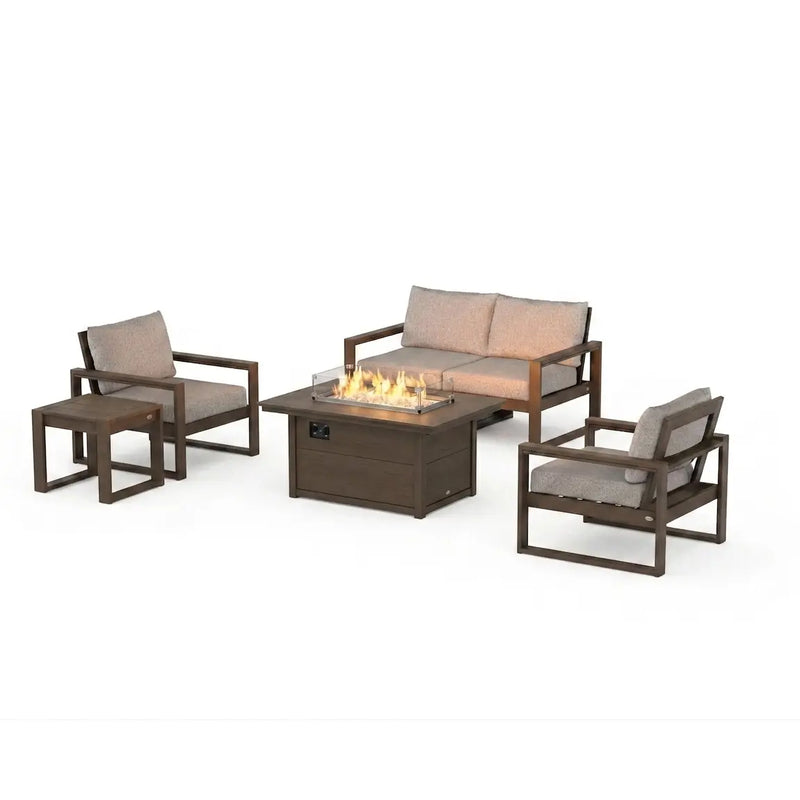 Edge 6 Piece Loveseat Firepit Chat Set - The Great Escape