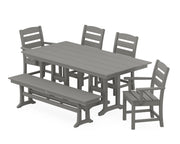 Lakeside 6 Piece Round Farmhouse Dining Set Slate Grey - The Great Escape