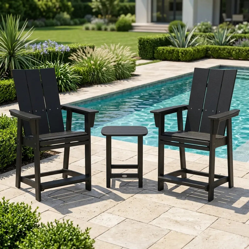 Modern Curveback 3 Piece Balcony Height Set W/ Side Table - The Great Escape