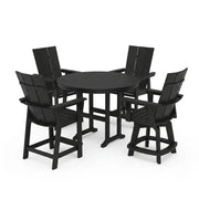 Modern Curveback 5 Piece Counter Height Set W/ Swivel Counter Chairs - The Great Escape