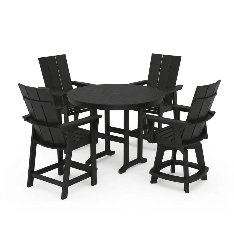 Modern Curveback 5 Piece Counter Height Set W/ Swivel Counter Chairs - The Great Escape