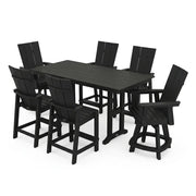 Modern Curveback 7 Piece Counter Height Set - The Great Escape