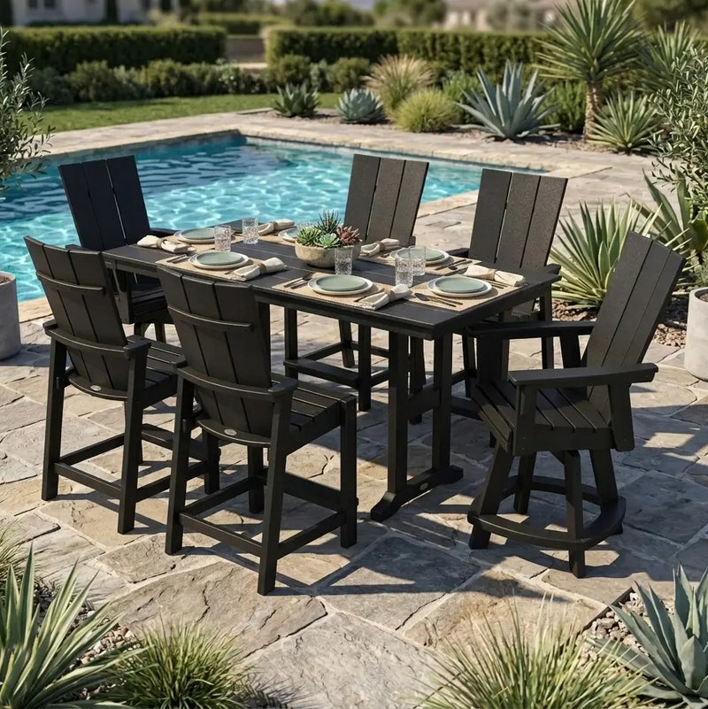 Modern Curveback 7 Piece Counter Height Set - The Great Escape