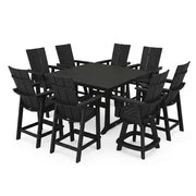 Modern Curveback 9 Piece Counter Height Set W/ Swivel Counter Chairs - The Great Escape