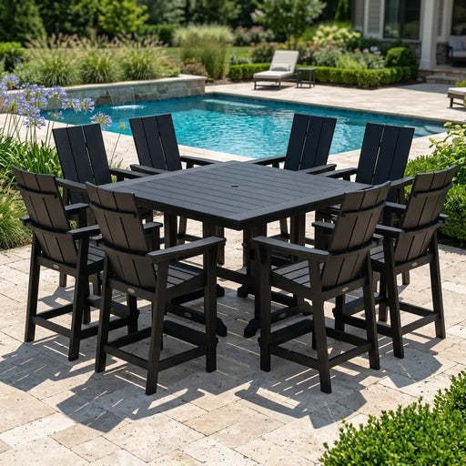 Modern Curveback 9 Piece Counter Height Set - The Great Escape