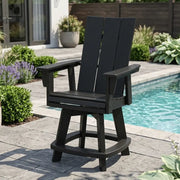 Modern Curveback Black Adirondack Swivel Counter Chair - The Great Escape