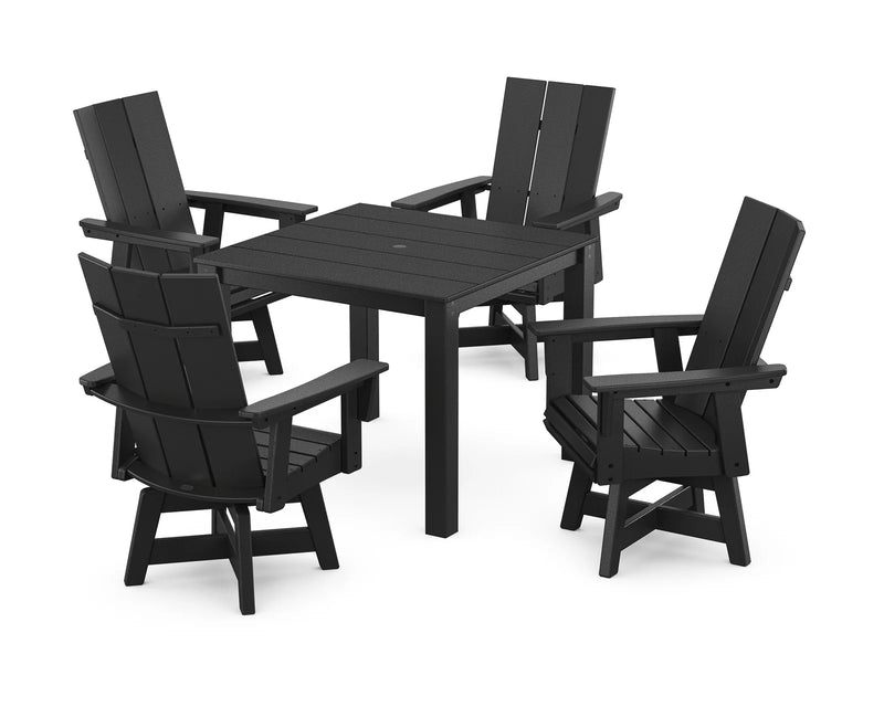 Modern Curveback 5 Piece Dining Set With Swivel Rockers - The Great Escape
