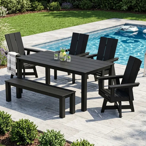 Modern Curveback 6 Piece Dining Set  - The Great Escape