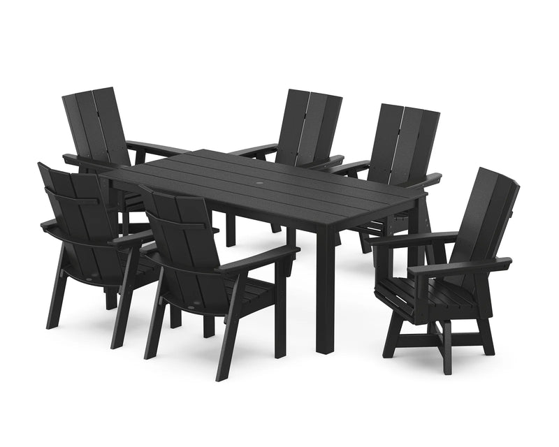 Modern Curveback 7 Piece Dining Set W/ Swivel Chairs - The Great Escape