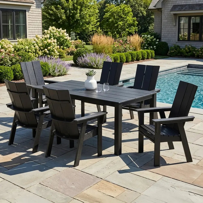 Modern Curveback 7 Piece Dining Set  - The Great Escape