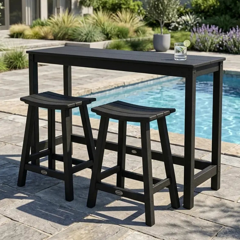 Modern Studio 3 Piece Balcony Height Set W/ Saddle Stools Black - The Great Escape