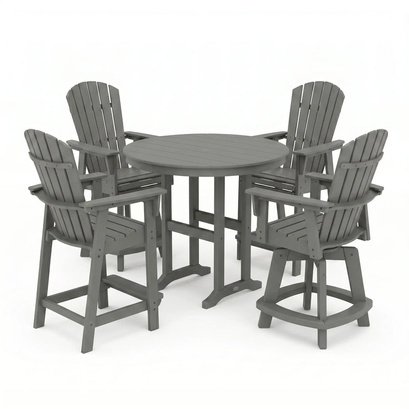 Nautical Curveback 5 Piece Counter Height Group W/ Swivel Chairs - The Great Escape