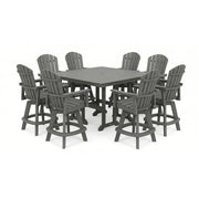 Nautical Curveback 9 Piece Counter Height Group W/ Swivel Chairs - The Great Escape
