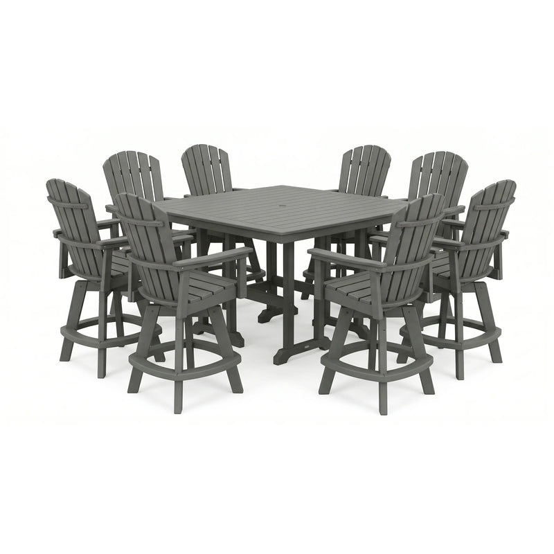 Nautical Curveback 9 Piece Counter Height Group W/ Swivel Chairs - The Great Escape