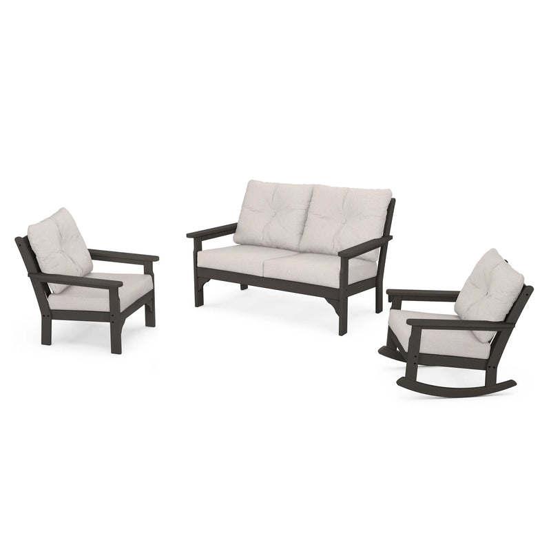 Vineyard 3 Piece Loveseat Deep Seating Set Vintage Coffee - The Great Escape